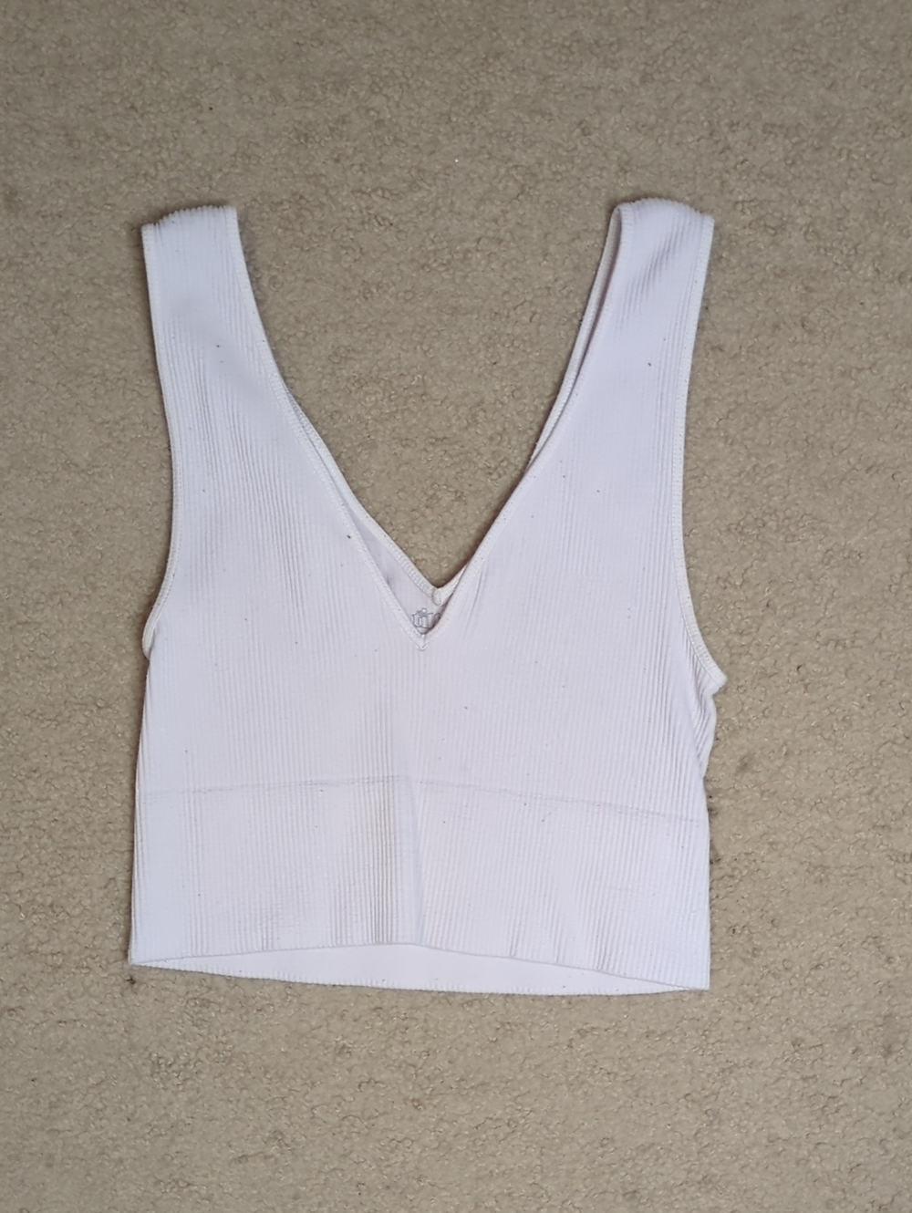 Tilly's White Ribbed V-Neck Crop Tank